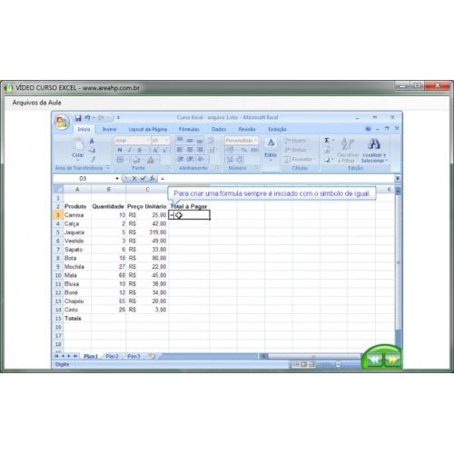 Curso de Excel online grtis Aulas do Bsico ao